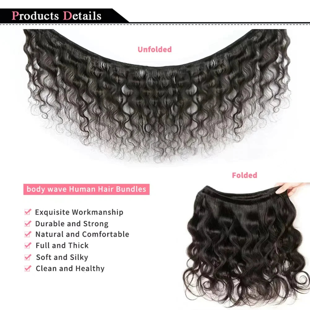 Brazilian Body Wave Human Hair Bundles 3-Pack Wefts