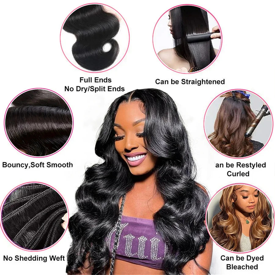 Brazilian Body Wave Human Hair Bundles 3-Pack Wefts